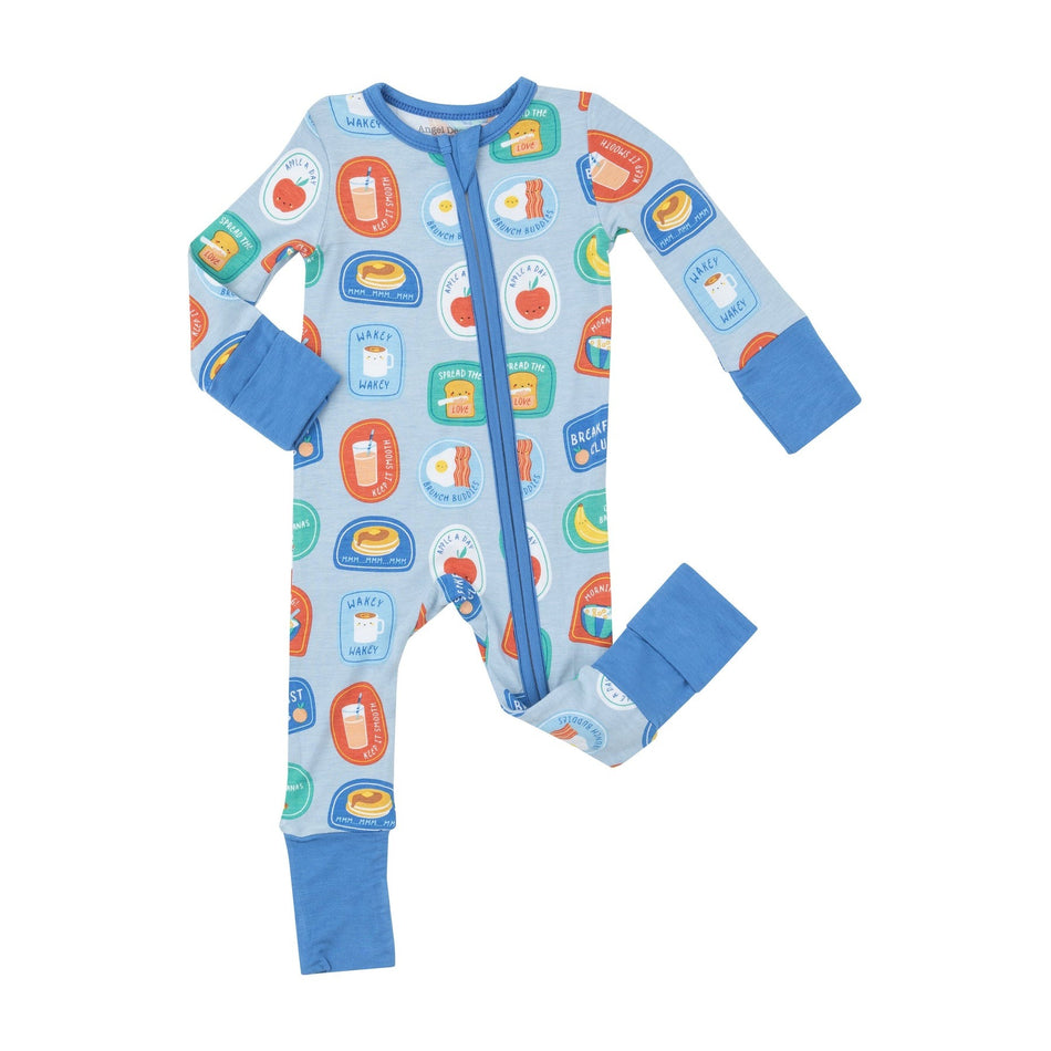 Breakfast Club Patches Blue 2 Way Zipper Romper