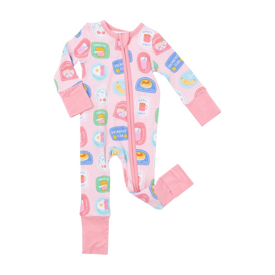 Breakfast Club Patches Pink 2 Way Zipper Romper