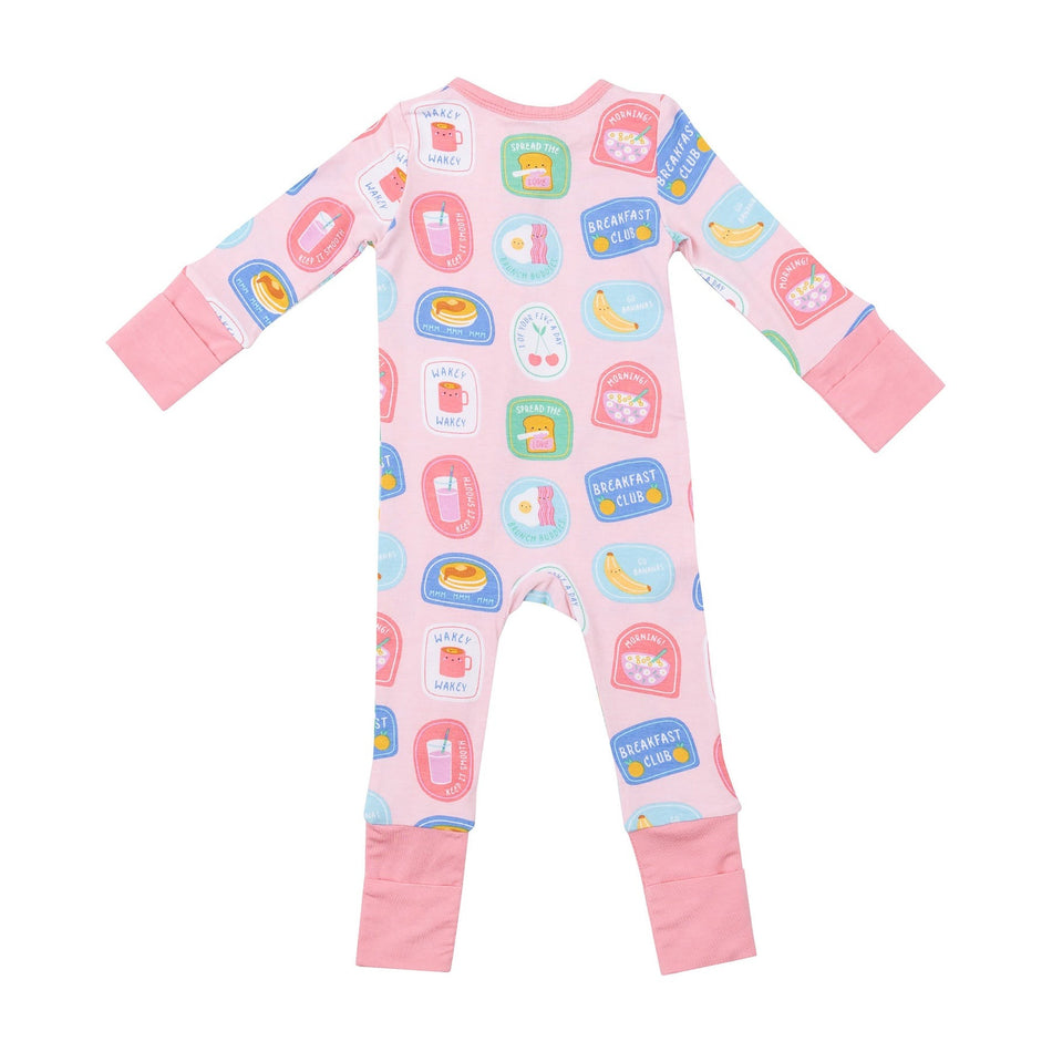 Breakfast Club Patches Pink 2 Way Zipper Romper