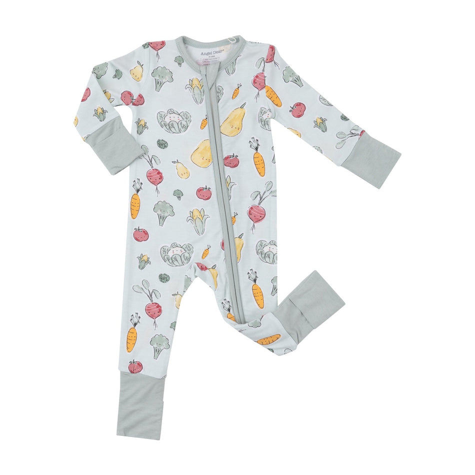 Watercolor Baby Veggies 2 Way Zipper Romper