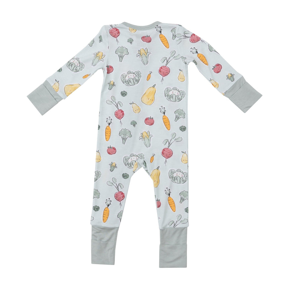 Watercolor Baby Veggies 2 Way Zipper Romper