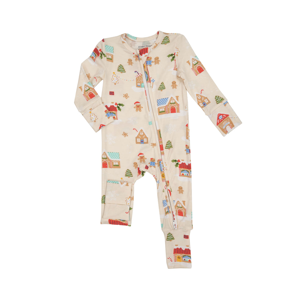 Gingerbread Village 2 Way Zipper Romper