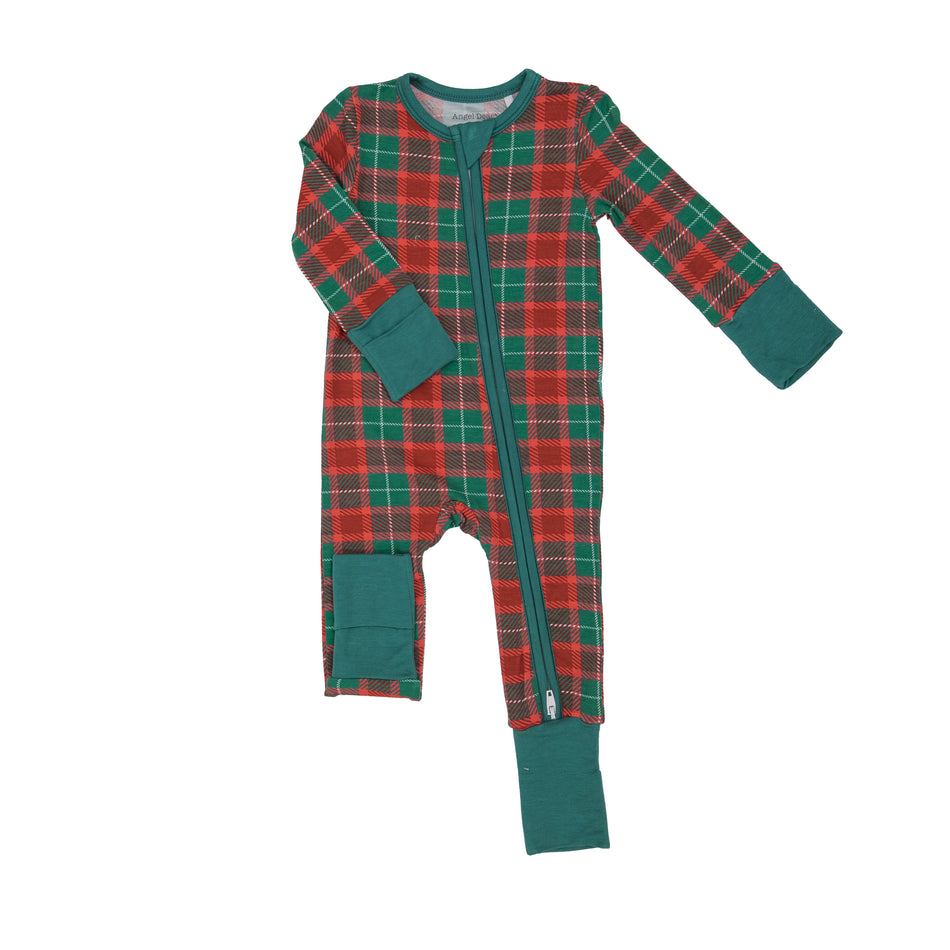 Holiday Plaid 2 Way Zipper Romper