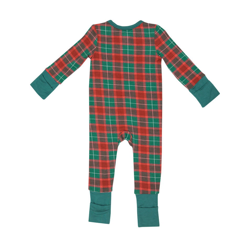 Holiday Plaid 2 Way Zipper Romper