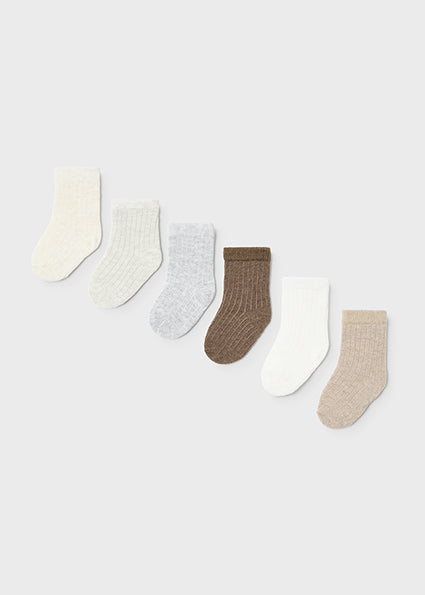 Neutrals Newborn Socks 6-pack