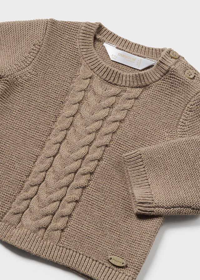 Tiramisu Newborn Braided Sweater & Checked Pants