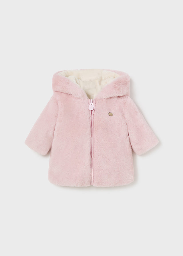 Blush Newborn Reversible Faux Fur Coat