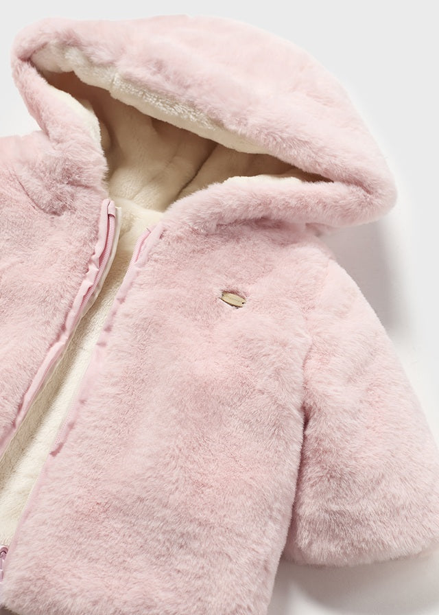 Blush Newborn Reversible Faux Fur Coat