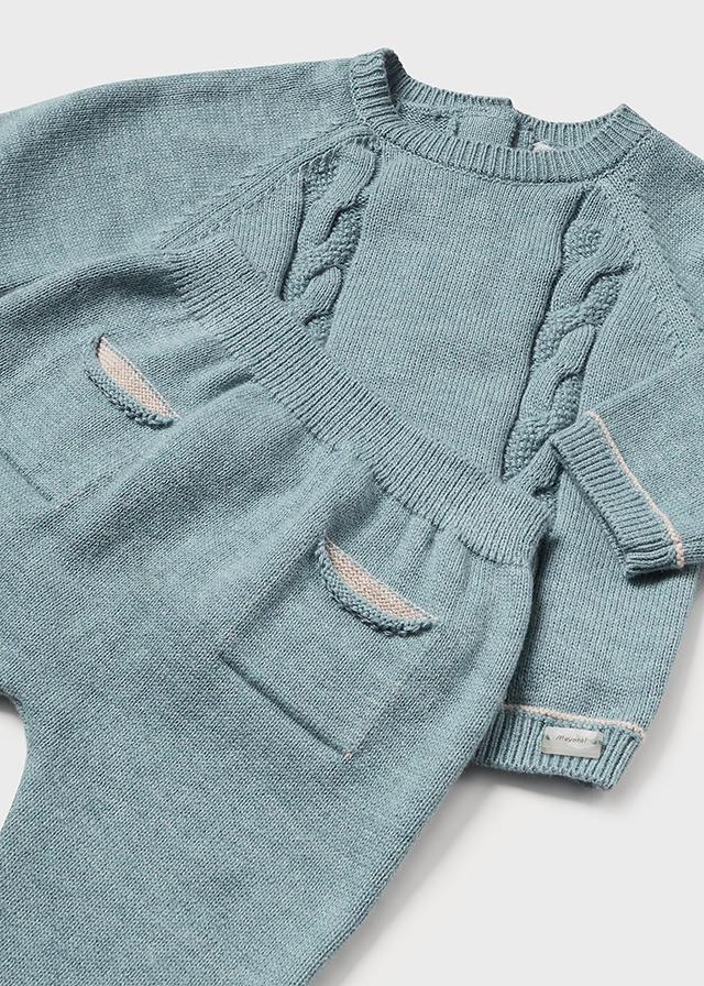 Newborn 3 Piece Knit Set in Iceberg