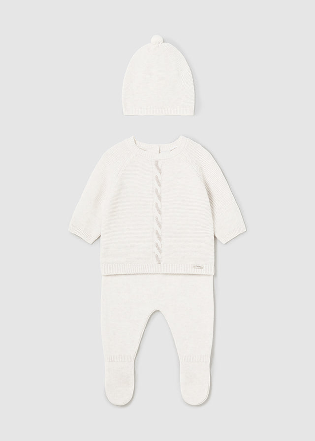 Newborn 3 Piece Knit Set in Milk