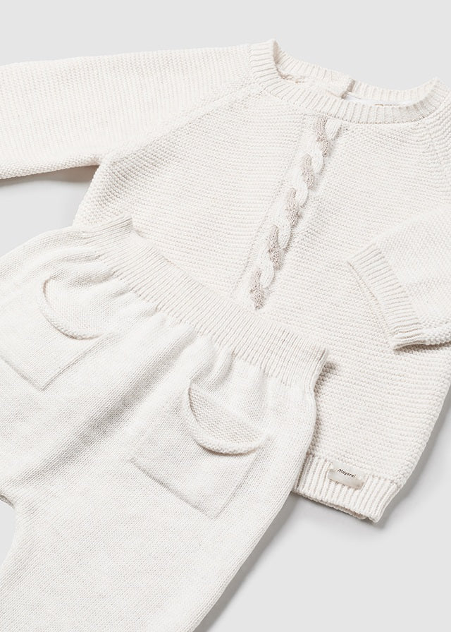 Newborn 3 Piece Knit Set in Milk