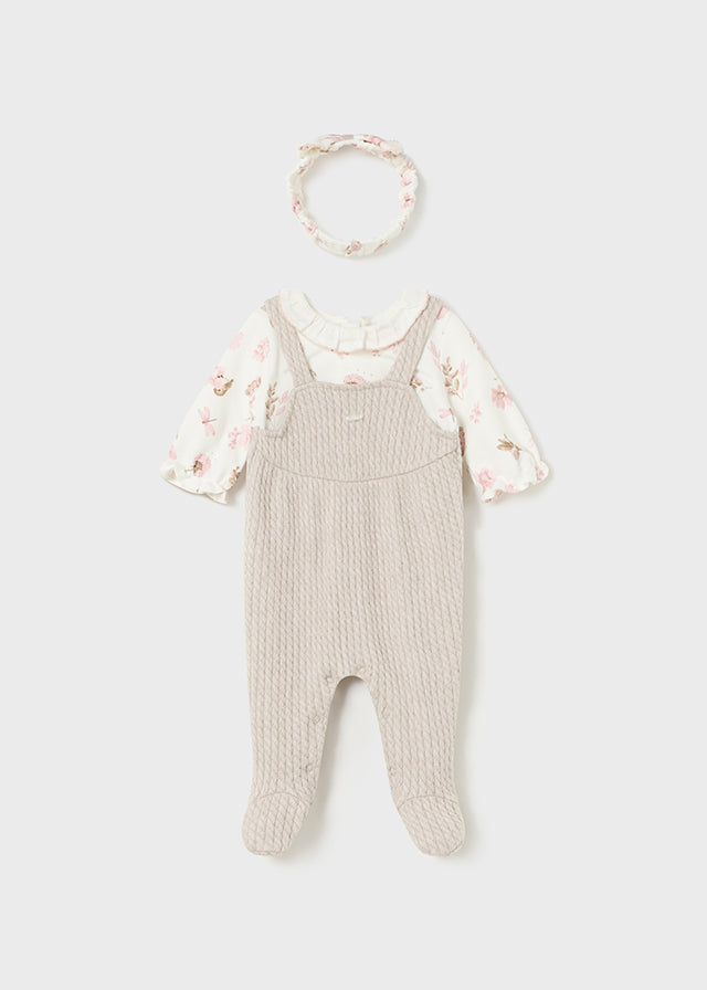 Newborn One-Piece with Headband in Walnut