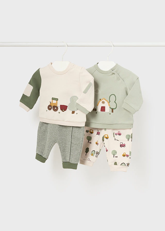 Moss Green & Cream Newborn Boys 2 Piece Set