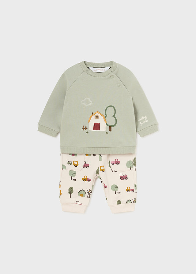 Moss Green & Cream Newborn Boys 2 Piece Set