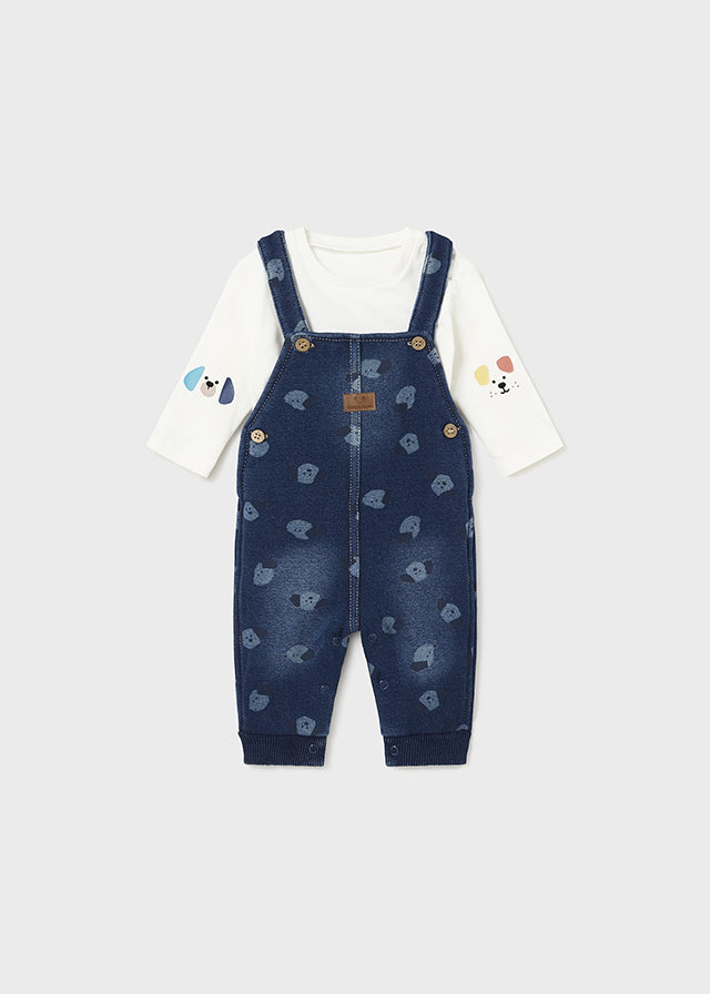 Dark Denim Newborn Dungarees and T-Shirt Set