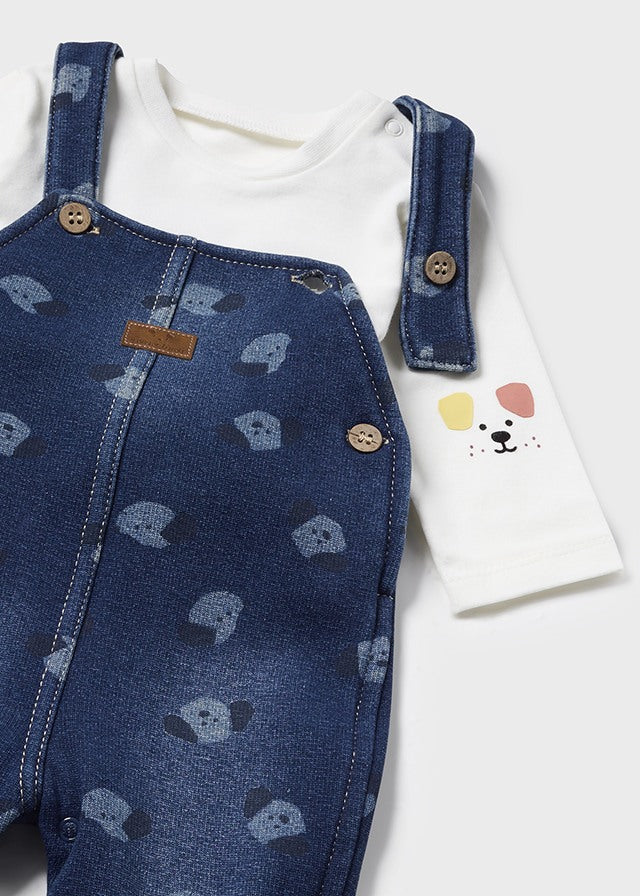 Dark Denim Newborn Dungarees and T-Shirt Set