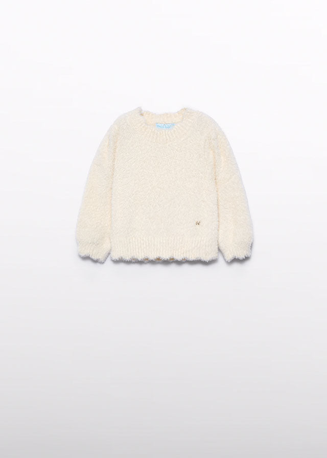 Baby Fuzzy Sweater in Cream