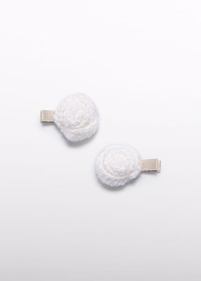 Baby Cream Flower knit hair clips