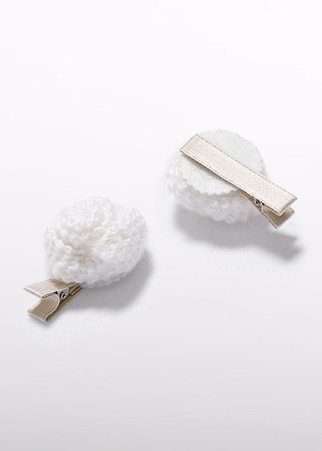 Baby Cream Flower knit hair clips