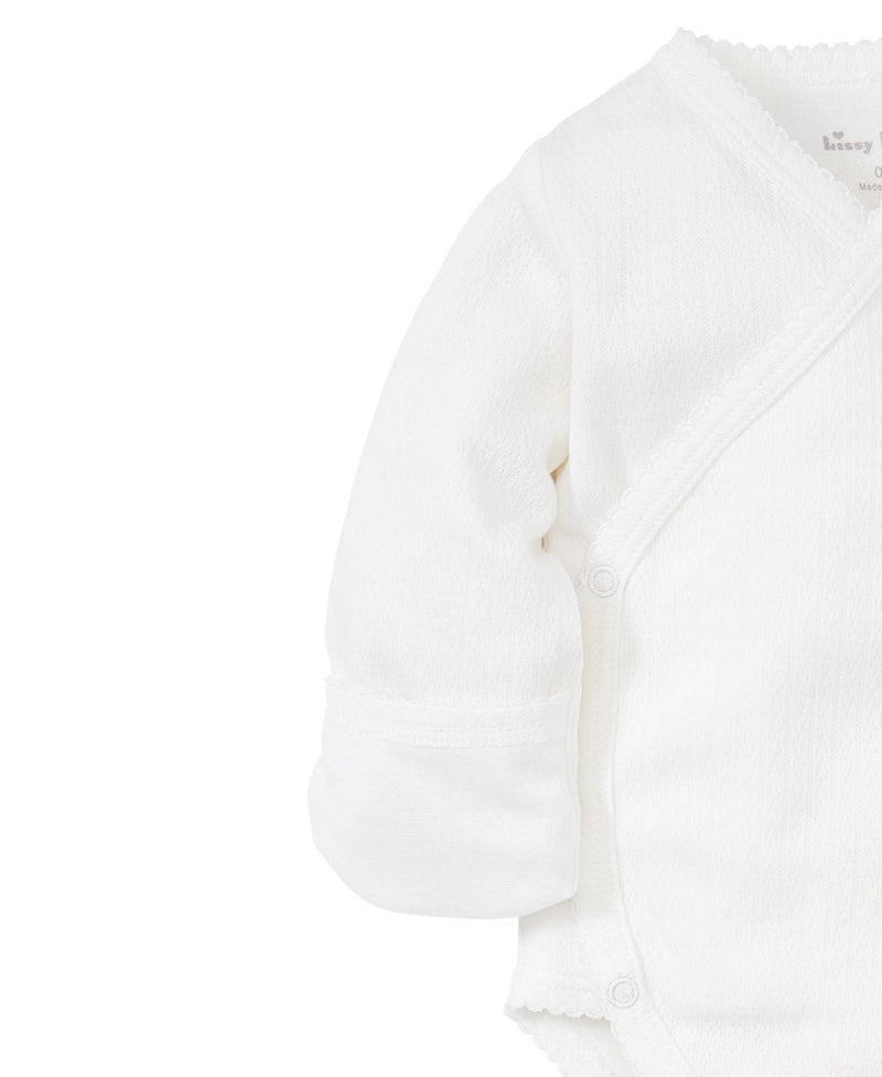 Kissy Pointelle Long Sleeve Bodysuit - White