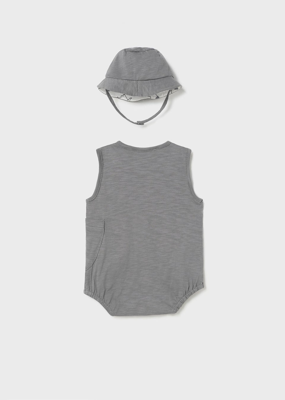 Newborn Cotton Romper + Hat - Elephant Grey