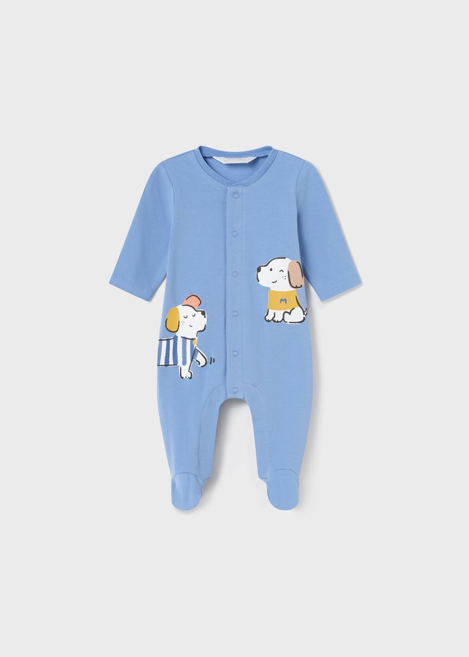 Dog Cotton One-Piece Footie - Solid Blue