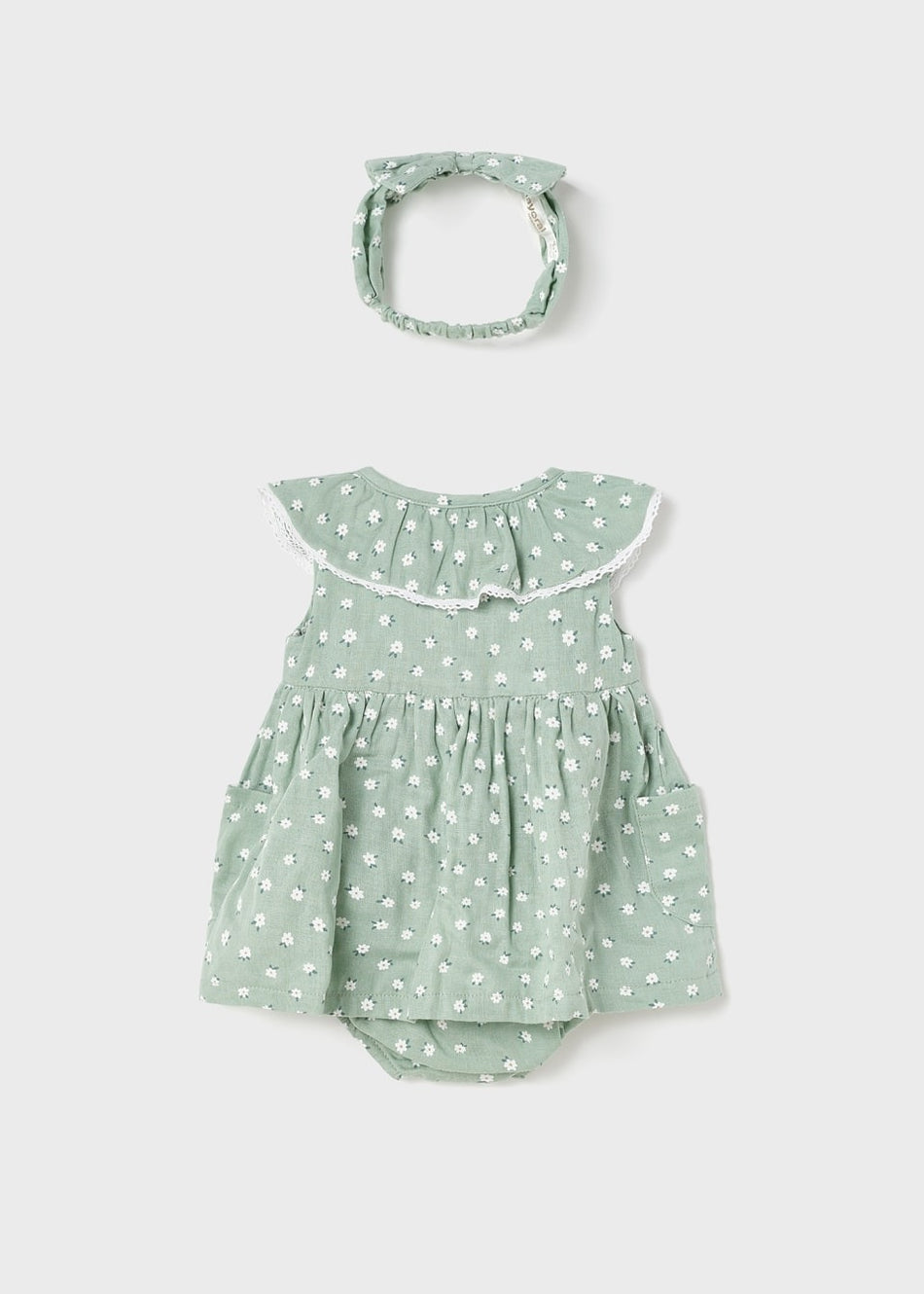 Newborn Cotton Dress + Headband - Aqua