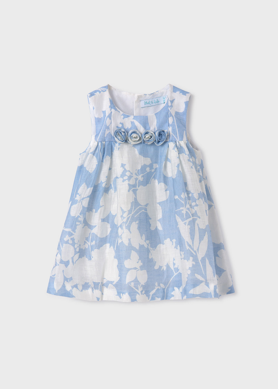 Sky Blue Printed Linen Dress