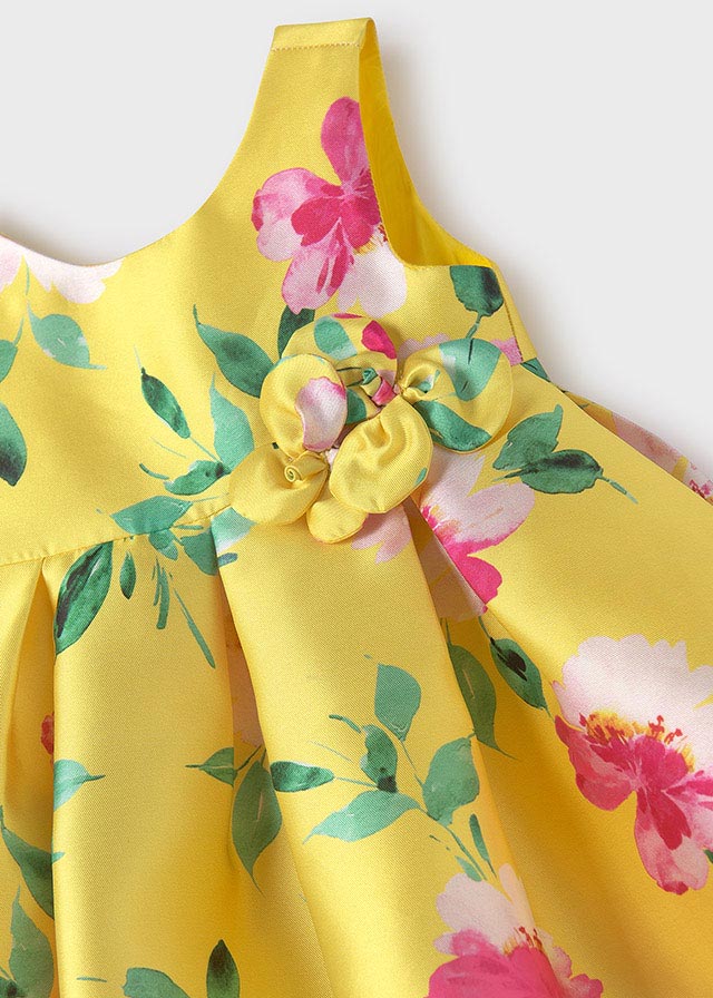 Yellow Printed Mikado Dress