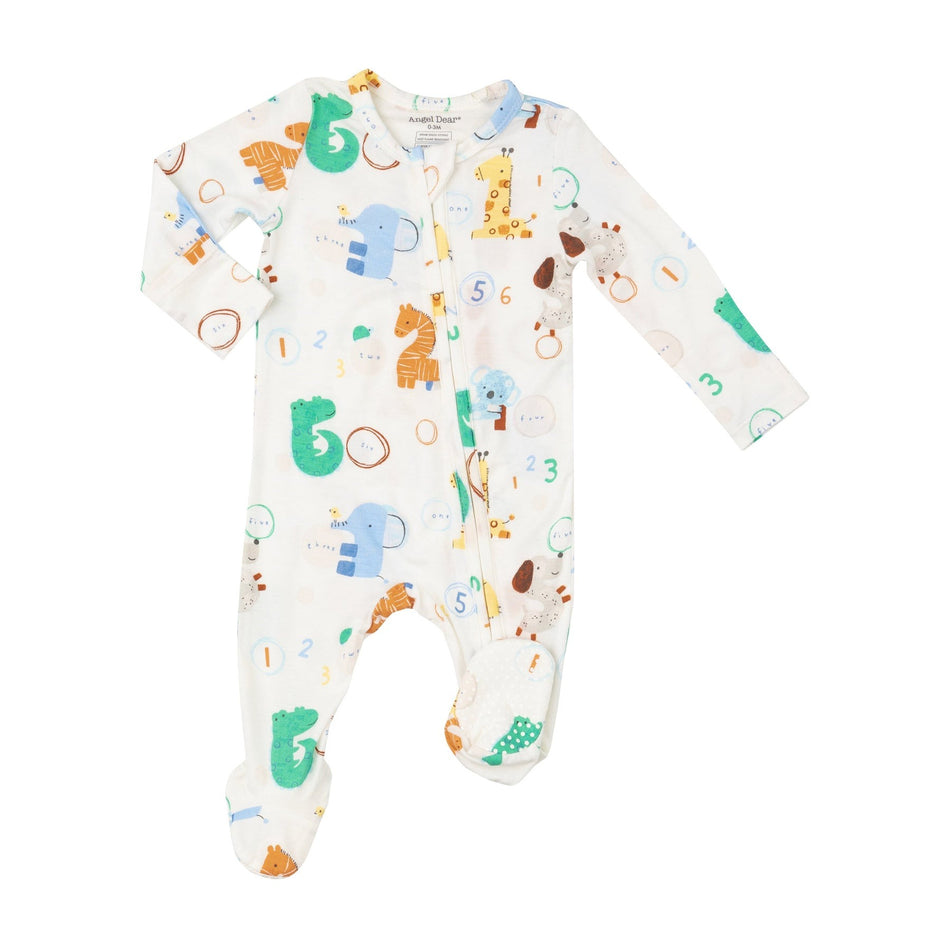 Animal Numbers 2 Way Zipper Footie