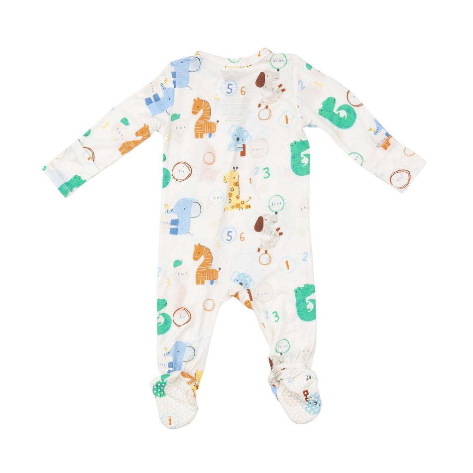 Animal Numbers 2 Way Zipper Footie