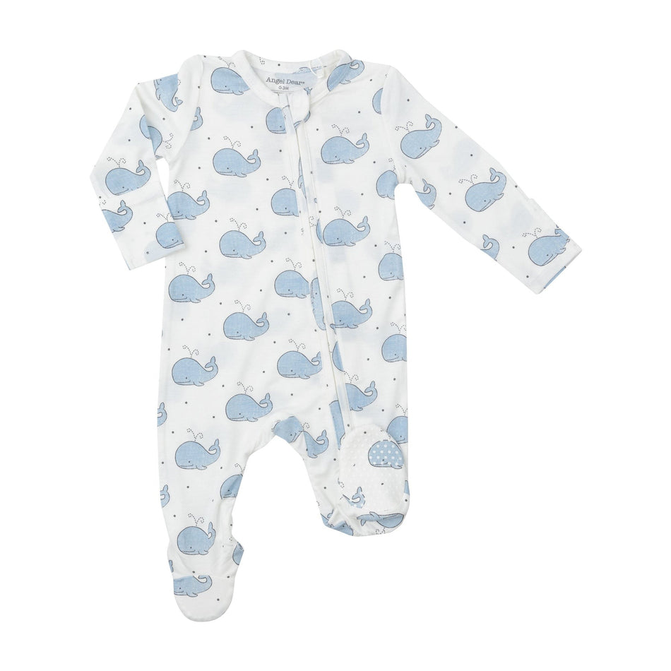 Bubbly Whale Blue 2 Way Zipper Footie