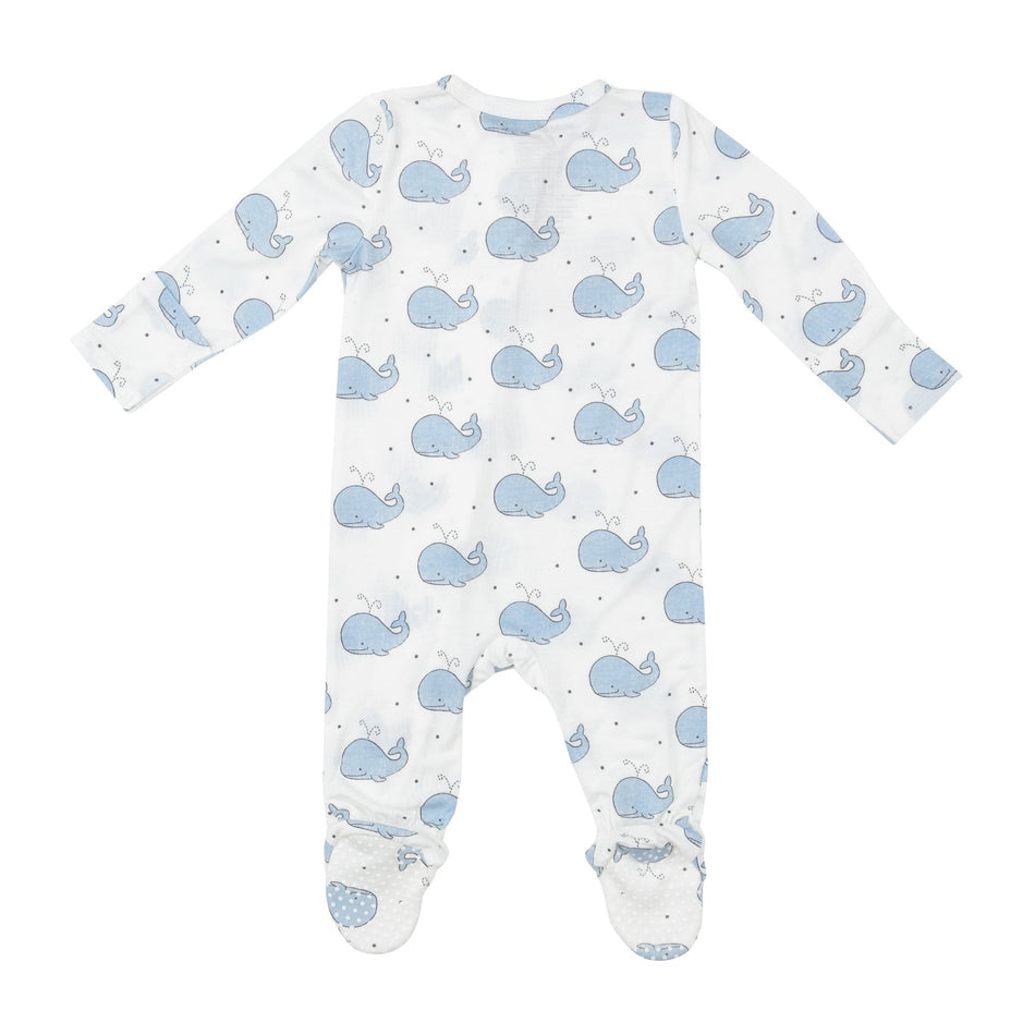 Bubbly Whale Blue 2 Way Zipper Footie