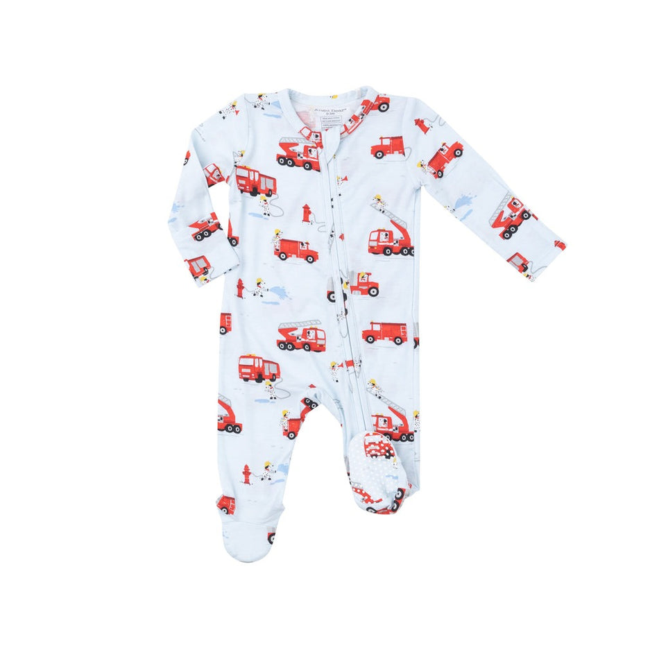 Firetruck Dalmatians 2 Way Zipper Footie