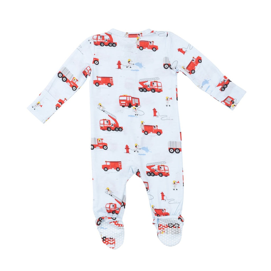 Firetruck Dalmatians 2 Way Zipper Footie