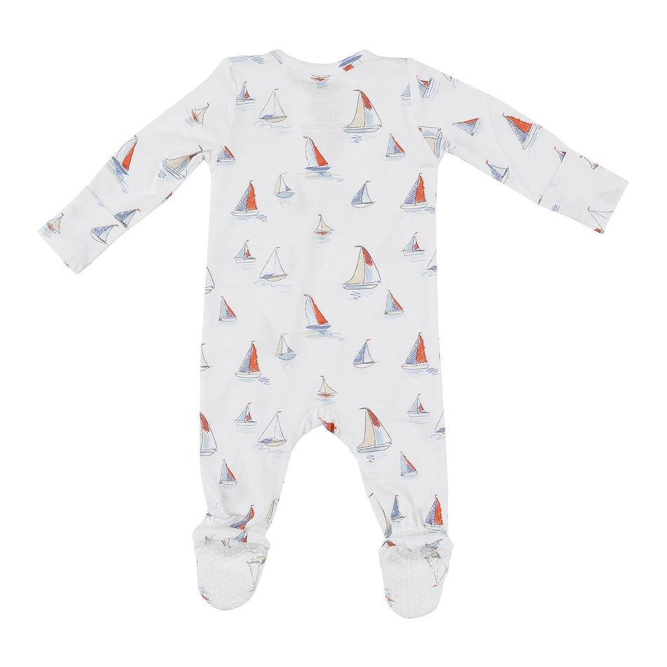 Sketchy Sailboats 2 Way Zipper Footie