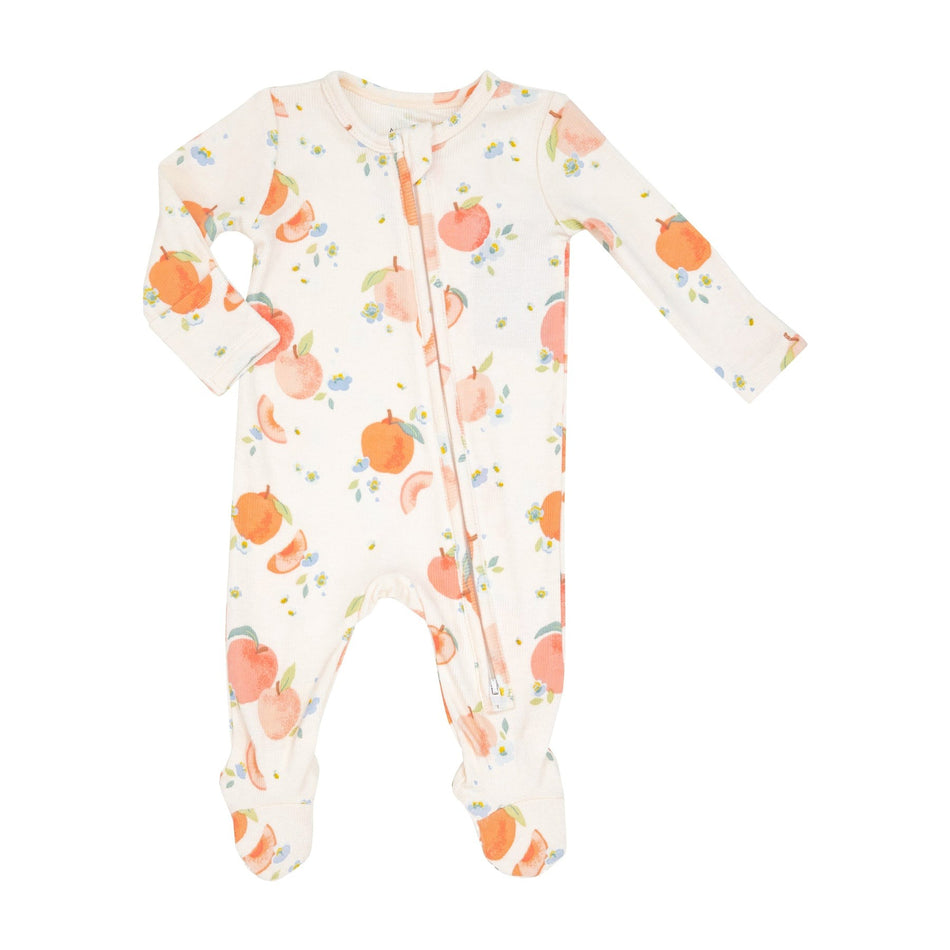 Spring Peaches 2 Way Zipper Footie