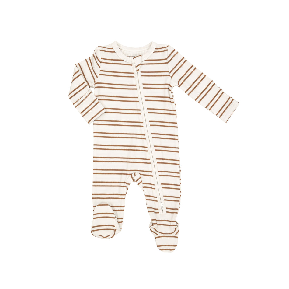 French Stripe Cashew Thermal Zipper Footie