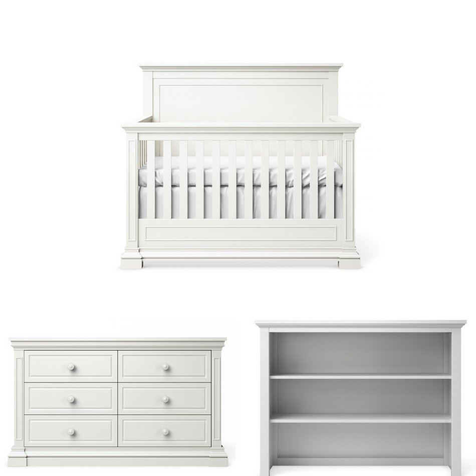 Silva Furniture Jackson Crib + Dresser + Hutch - White