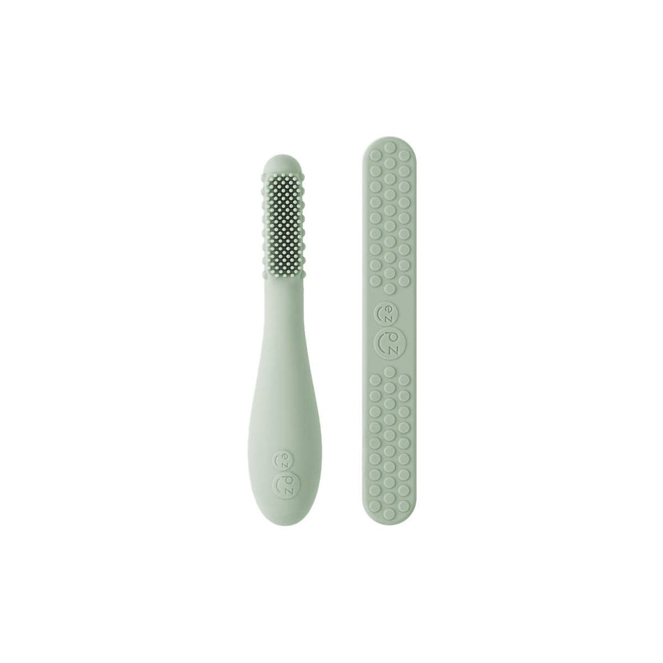 Baby-Led™ Toothbrush + Sensory Tongue Depressor Dual Pack: Sage