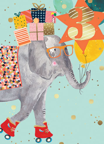 Three Elephant Birthday Card