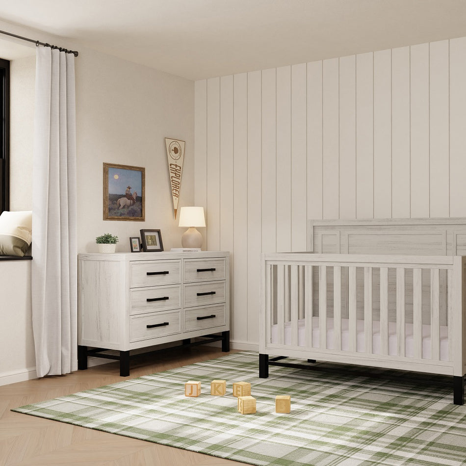 Newbern Crib & Double Dresser - White Driftwood