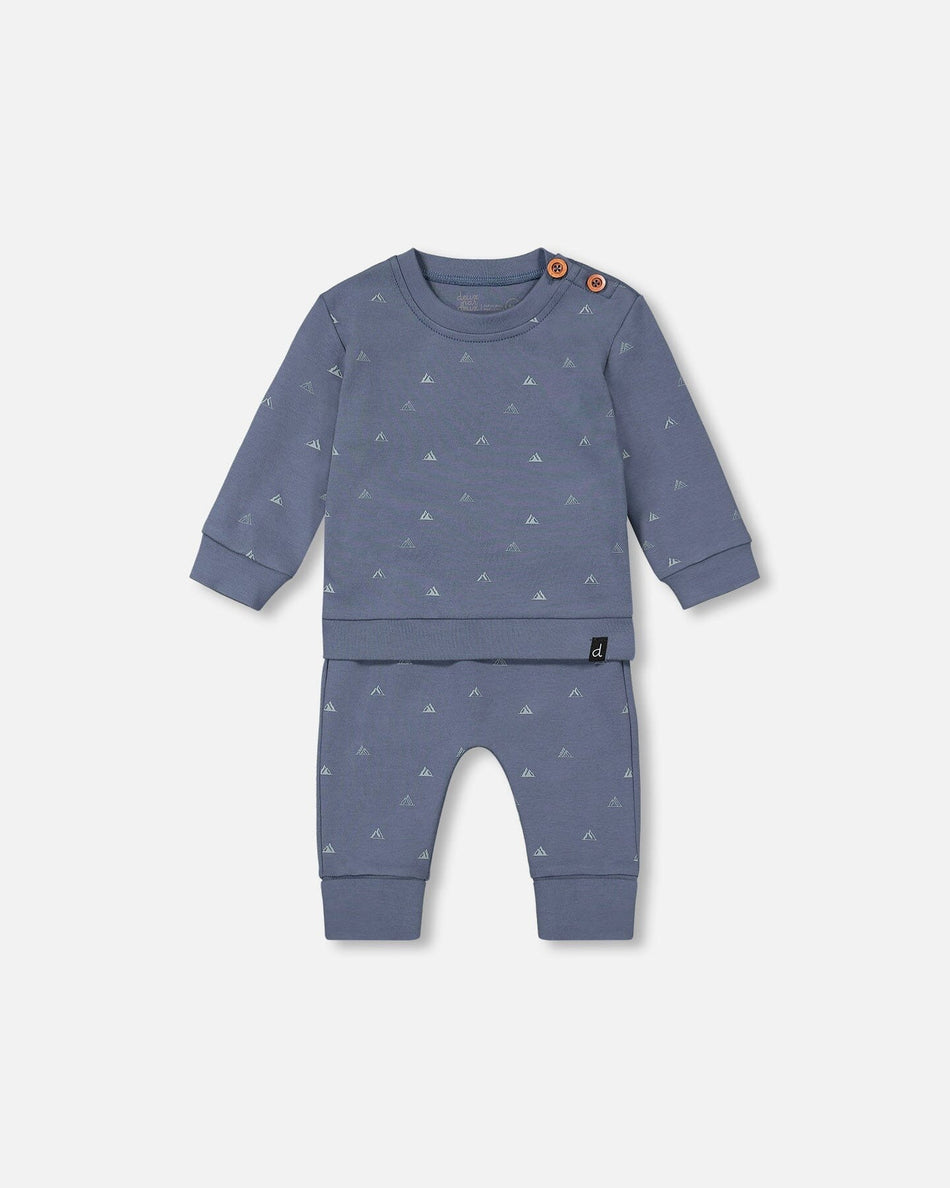 Organic Cotton French Navy Little Mountains Top & Pants Set