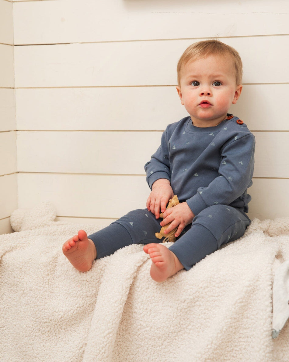 Organic Cotton French Navy Little Mountains Top & Pants Set