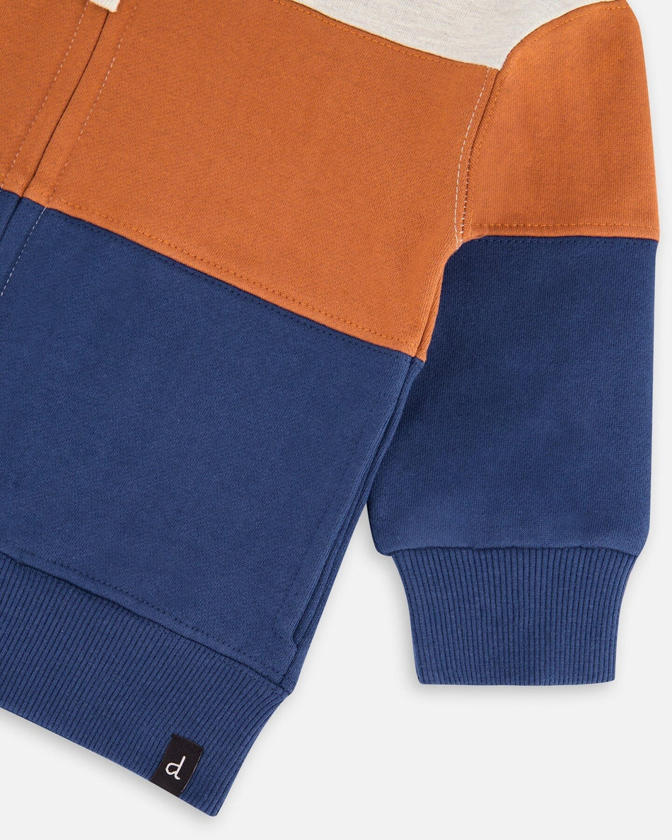 Full Zip Color Hoodie + Fleece Sweatpants Indigo Blue