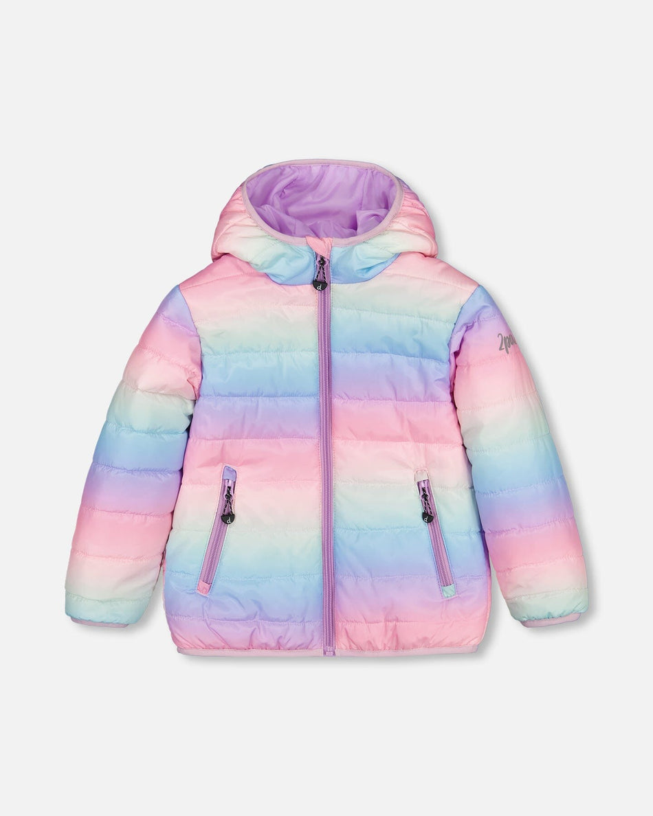 Printed Rainbow Quilted Transition Jacket