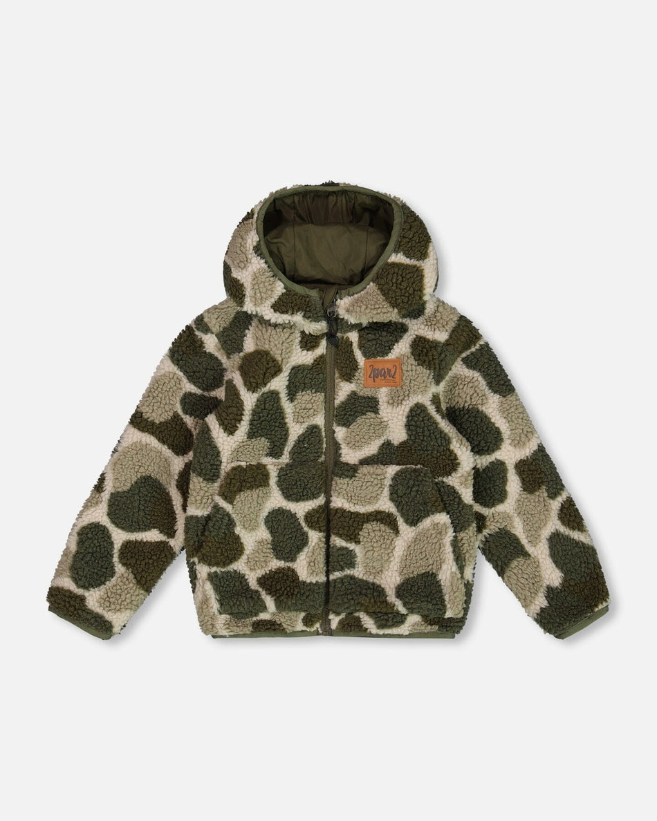 Reversible Sherpa Jacket Camouflage Green