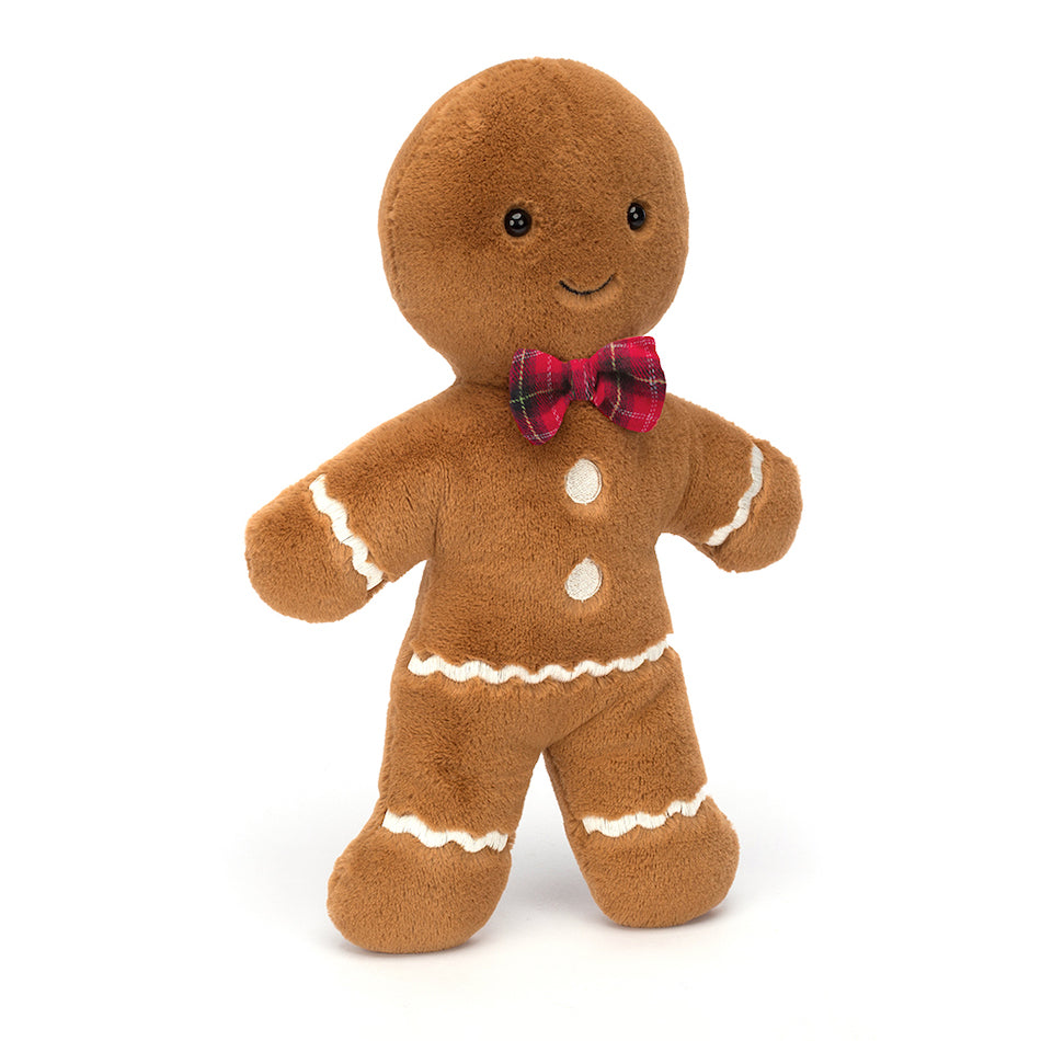 Jolly Gingerbread Fred Large w/ Plaid Bowtie