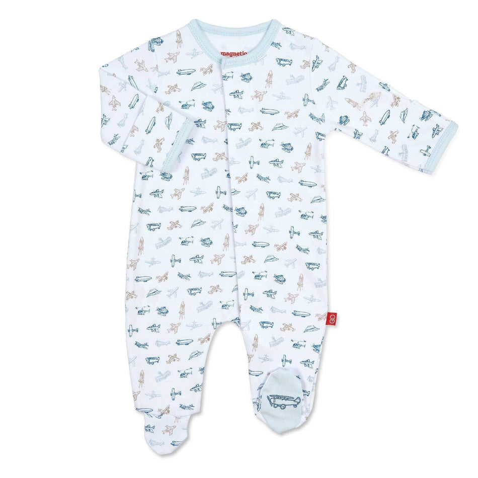 Airplanes organic cotton magnetic footie