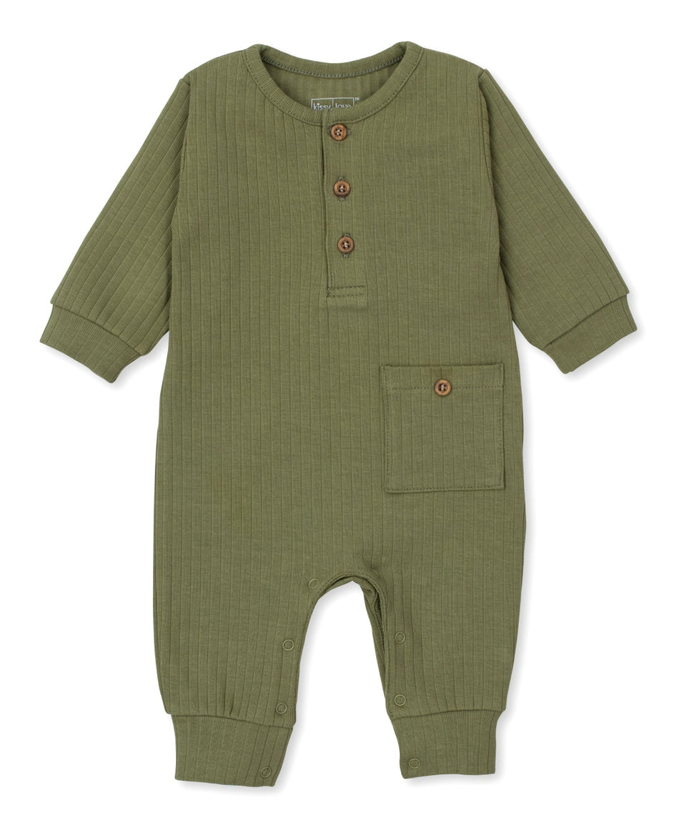 Dark Green Ribbed Playsuit